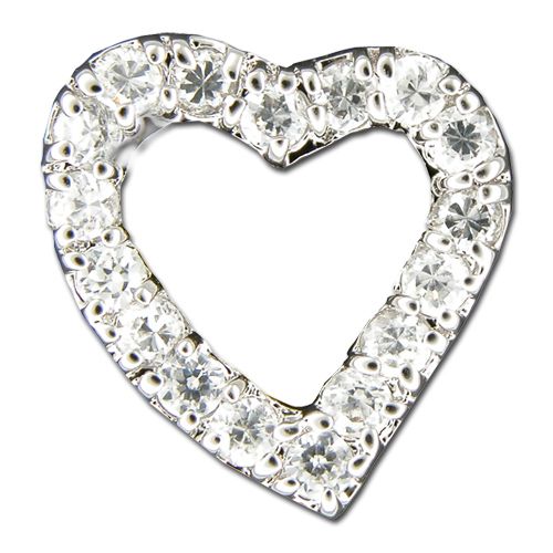 Sterling Silver Open Heart with Clear CZ Pendant 