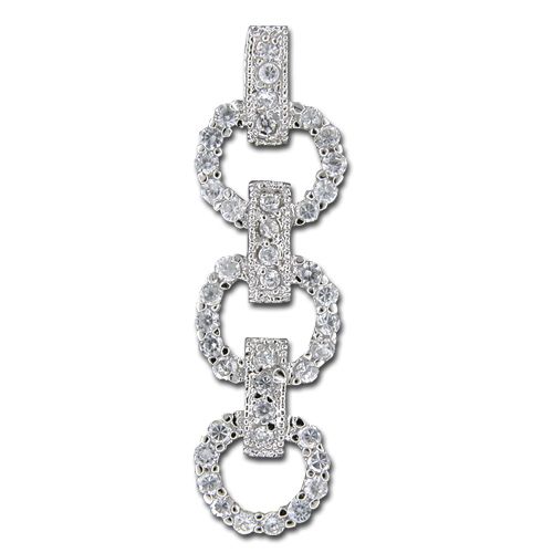 Sterling Silver Circle Link with Channel Set Clear CZ Pendant 