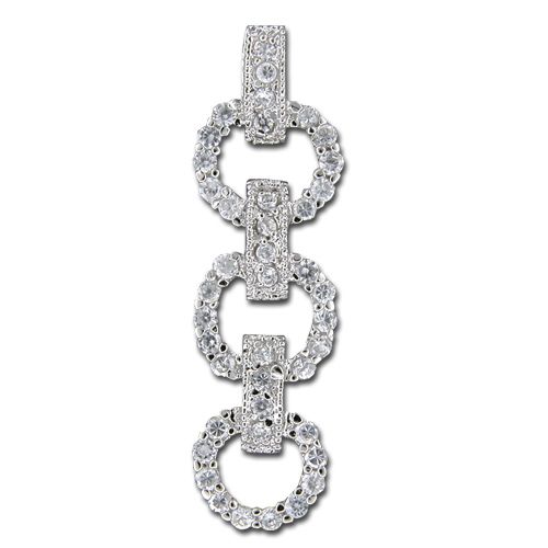 Sterling Silver Circle Link with Channel Set Clear CZ Pendant