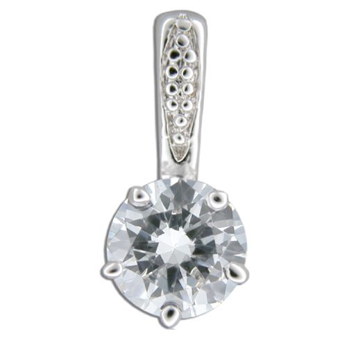 Sterling Silver Round-Cut Clear CZ Pendant