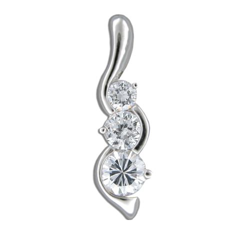 Sterling Silver Triple Clear CZ Vine Pendant