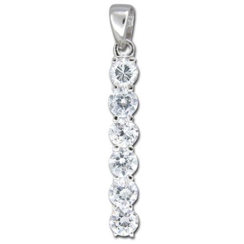 Sterling Silver Clear CZ Bar Pendant 