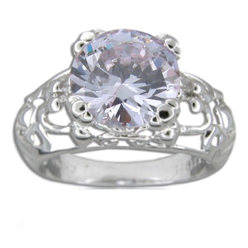 Sterling Silver Vintage Design with Lavender Amethyst Purple CZ Ring