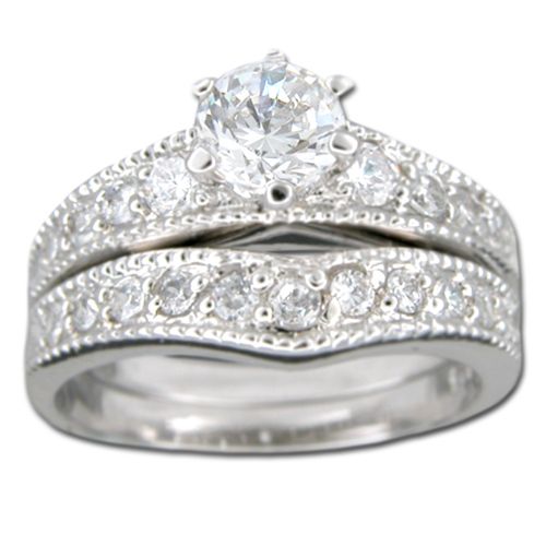 Sterling Silver Round-Cut CZ Solitaire Engagement Stacking Ring