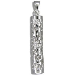 Sterling Silver Hawaiian Hand-Carved Tube Pendant