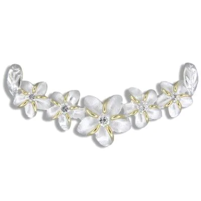 Sterling Silver 2Toned Five Hawaiian Plumeria Horizontal Slide