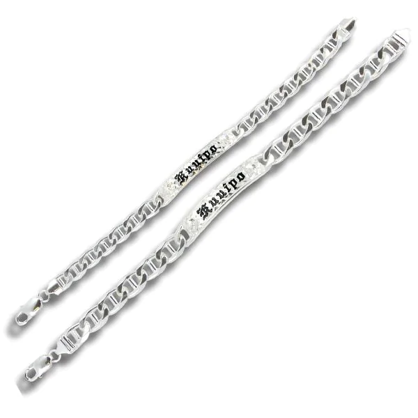 Personnalisez Le Bracelet D'Identification Avec Plaque De Nom Pour Homme Avec Chaîne De Mariner