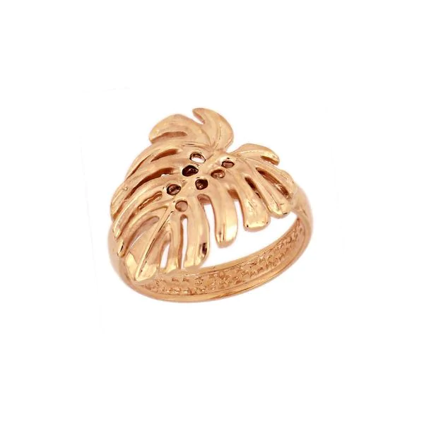 14KT Rose Gold Hawaiian Monstera Leaf Ring by ParadiseCollection.com