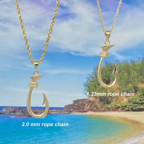 14kt Yellow Gold Hawaiian Fish Hook Pendant