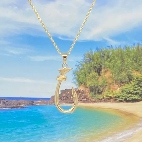 14kt Yellow Gold Hawaiian Fish Hook Pendant