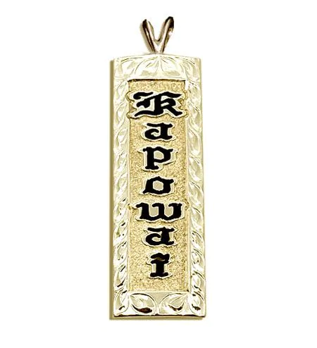 Sterling Silver Name Drop Hawaiian Pendant with Hand Carved Scroll