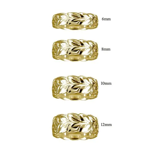Maile Leaf Mens Hawaiian Ring 14K Yellow Gold Custom Made